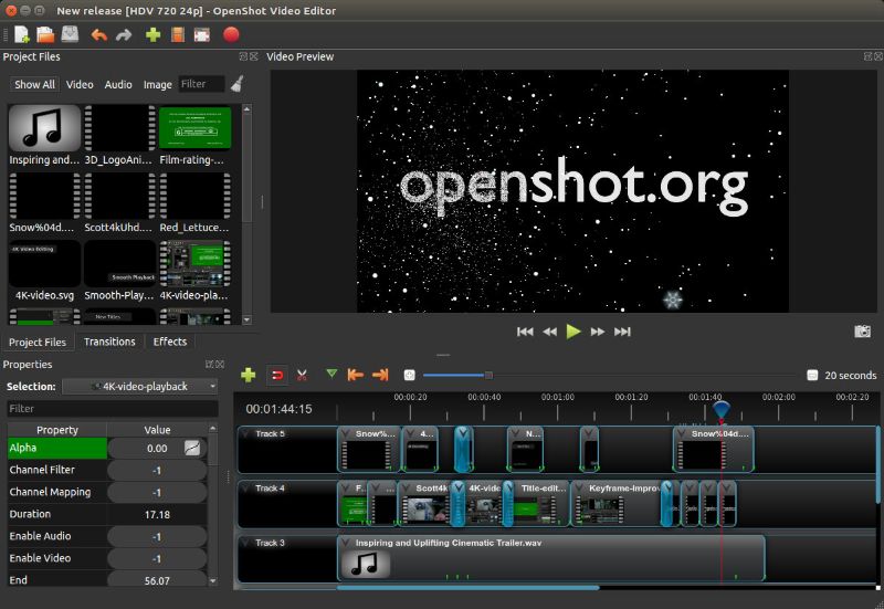 Скриншот интерфейса OpenShot 1