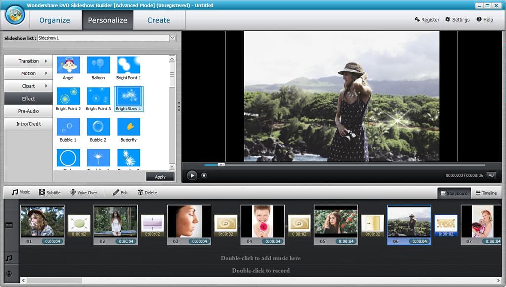 Скриншот программы Wondershare DVD Slideshow Builder Deluxe