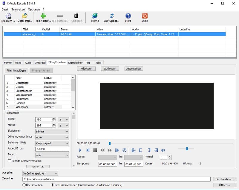 Скриншот программы сжатия видео XMedia Recode