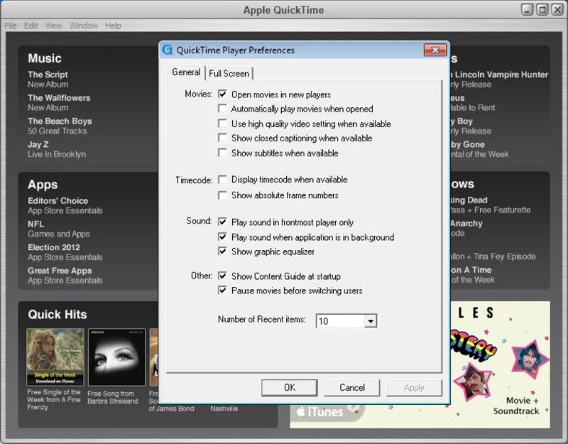 Скриншот интерфейса QuickTime 3