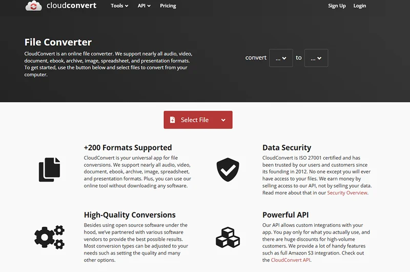 онлайн-конвертер CloudConvert