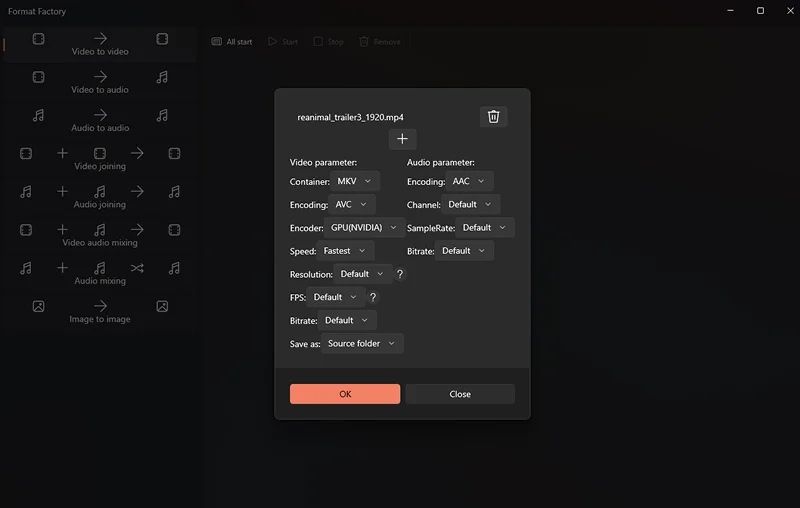 интерфейс Format Factory